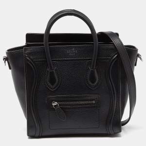Pre Owned Céline Black Leather Nano Luggage Tote