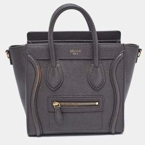 Pre Owned Céline Choco Brown Leather Nano Luggage Tote