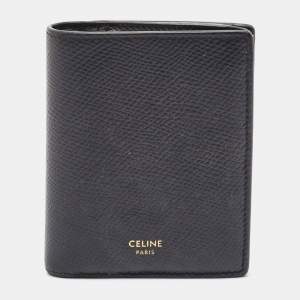 Pre Owned Celine Black Leather Zip Bifold Compact Wallet