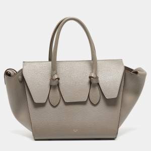 Pre Owned Celine Grey Leather Mini Tie Tote
