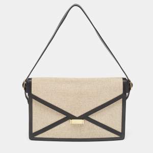 Pre Owned Celine Black/Grey Canvas and Leather Diamond Shoulder Bag