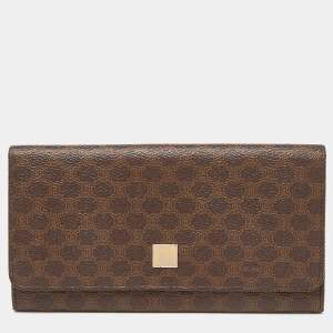 Celine Brown Macadam Coated Canvas and Leather Continental Wallet