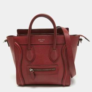 Céline Red Leather Nano Luggage Tote