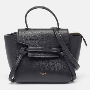 Celine Black Leather Pico Belt Top Handle Bag