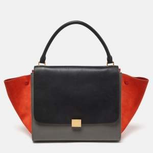 مملوكة مسبقًا Celine Tricolor Leather and Suede Large Trapeze Bag