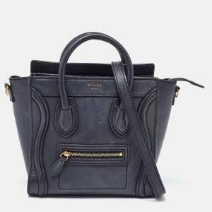 Pre Owned Celine Black Leather Nano Luggage Tote