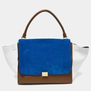 Celine Tricolor Leather and Suede Large Trapeze Bag