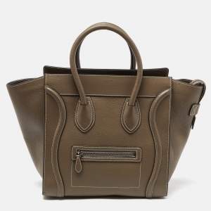Pre Owned Celine Grey Leather Mini Luggage Tote
