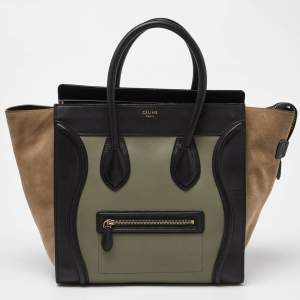 Celine Tricolor Leather and Suede Mini Luggage Tote