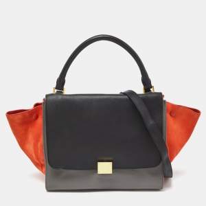 Celine Tricolor Leather and Suede Medium Trapeze Bag