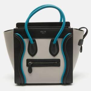 Pre Owned Celine Tricolor Leather Micro Luggage Tote