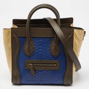 Celine Tri Color Python and Leather Nano Luggage Tote