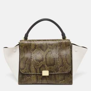 Celine Tricolor Python and Leather Medium Trapeze Top Handle Bag