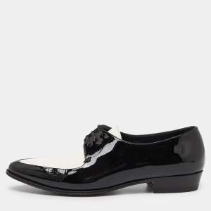 Celine White//Black Patent Leather Lace Up Pointed Toe Oxfords Size 38