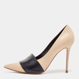 Celine Beige/Black Leather Pointed Toe Pumps Size 39