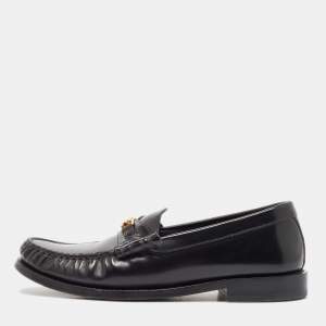 Celine Black Leather Luco Triomphe Chain Loafers Size 36