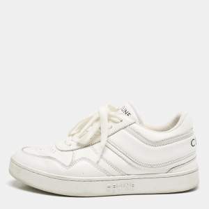 Celine White Leather Lace Up Sneakers Size 35