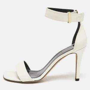 Celine White Leather Ankle Strap Sandals Size 36.5