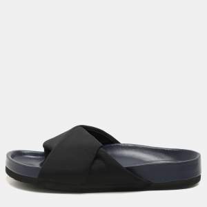 Celine Black Nylon Criss Cross Slide Sandals Size 35