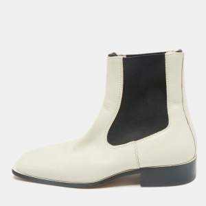 Celine White Leather Square Toe Ankle Boots Size 36