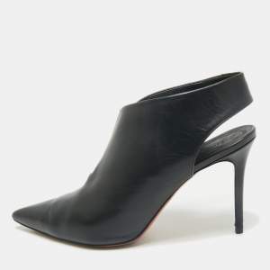Celine Black Leather V Neck Slingback Pumps Size 37
