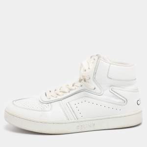 Pre Owned Celine White Leather CT-01 Z High Top Sneakers Size 38