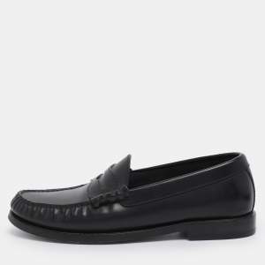 Pre Owned Celine Black Leather Penny Loafers Size 35