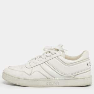 Pre Owned Celine White Leather Lace Up Sneakers Size 39