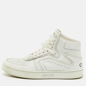 Pre Owned Celine White Leather CT-01 Z High Top Sneakers Size 36