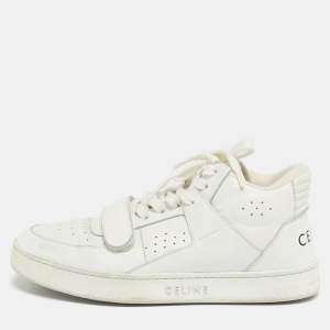 Pre Owned Celine White Leather CT-02 Lace Up Sneakers