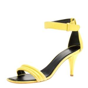 Pre Owned Celiine Yellow Leather Ankle Strap Sandals Size 37