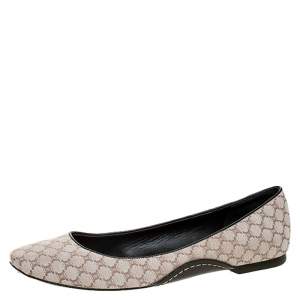 Pre Owned Celine Cream Jacquard Monogram Canvas Ballet Flats Size 39