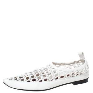 Celine White Woven Rope and Leather Pointed Toe Flats Size 40