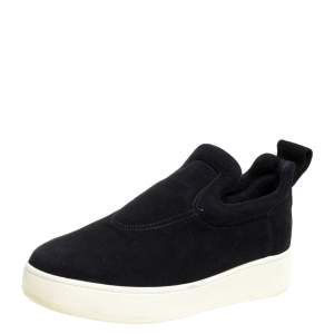 Pre Owned Celine Black Suede Platform Slip On Sneakers Size 38