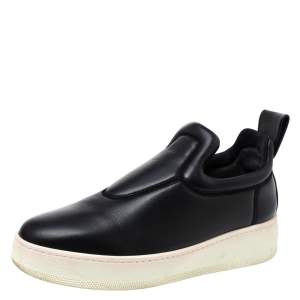 Pre Owned Celine Black Leather Slip On Sneakers Size 38