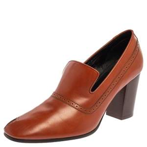 Pre Owned Celine Brown Leather Loafer Pumps Size 39