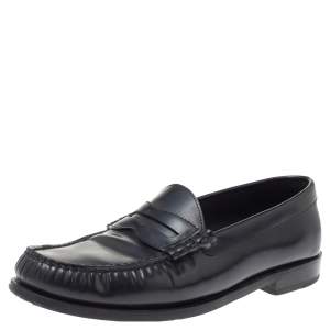 Pre Owned Celine Black Leather Penny Slip On Loafers Size 38.5