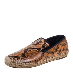 Celine Two Tone Python Leather Flat Espadrilles Size 37