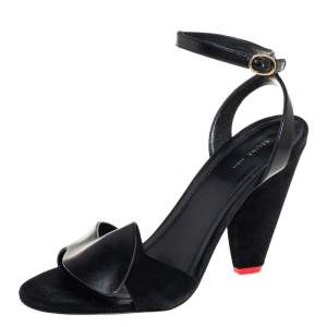 Pre Owned Celine Black Suede Cone Heel Sandals Size 39.5