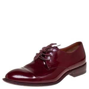 Celine Burgundy Patent Leather Lace Up Derby Size 37.5