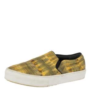Pre Owned Celine Yellow Leather Slip On Sneakers Size 40