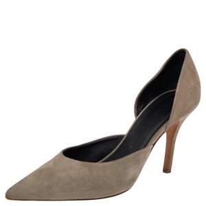 Pre Owned Celine Grey Suede D'orsay Pointed Toe Pumps Size 38
