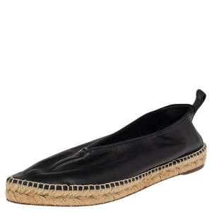 Pre Owned Celine Black Leather Babouche Pointed Toe Espadrilles Flats Size 40