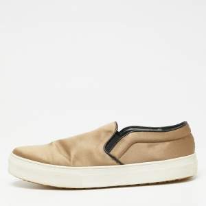 Celine Olive Green Satin Slip-On Sneakers Size 41