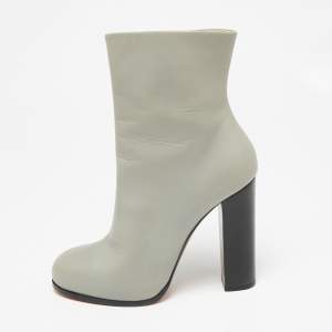 Pre Owned Celine Grey Leather Zip Up Ankle Boots Size 38