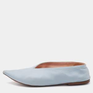 Celine Light Blue Leather V-Neck Ballet Flats Size 38