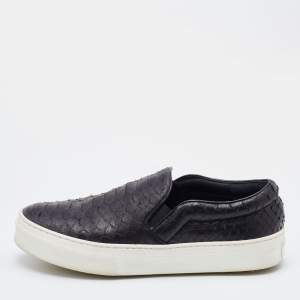 Celine Black Python Leather Slip On Sneakers Size 37
