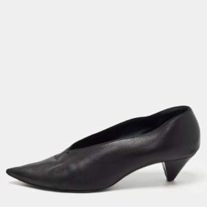 Celine Black Leather V Neck Pointed Toe Pumps Size 41