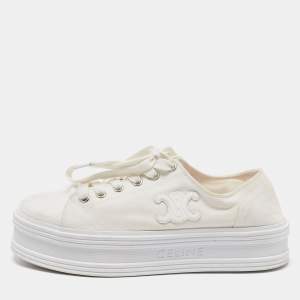 Celine White Canvas  Jane Platform Sneakers Size 40