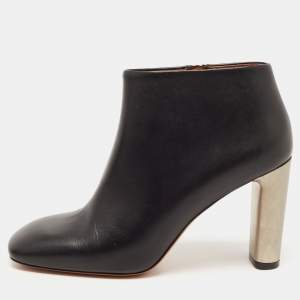 Celine Black Leather Square Toe Ankle Booties Size 39.5